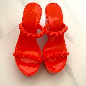 Carmen Sol orange wedges. Worn once!